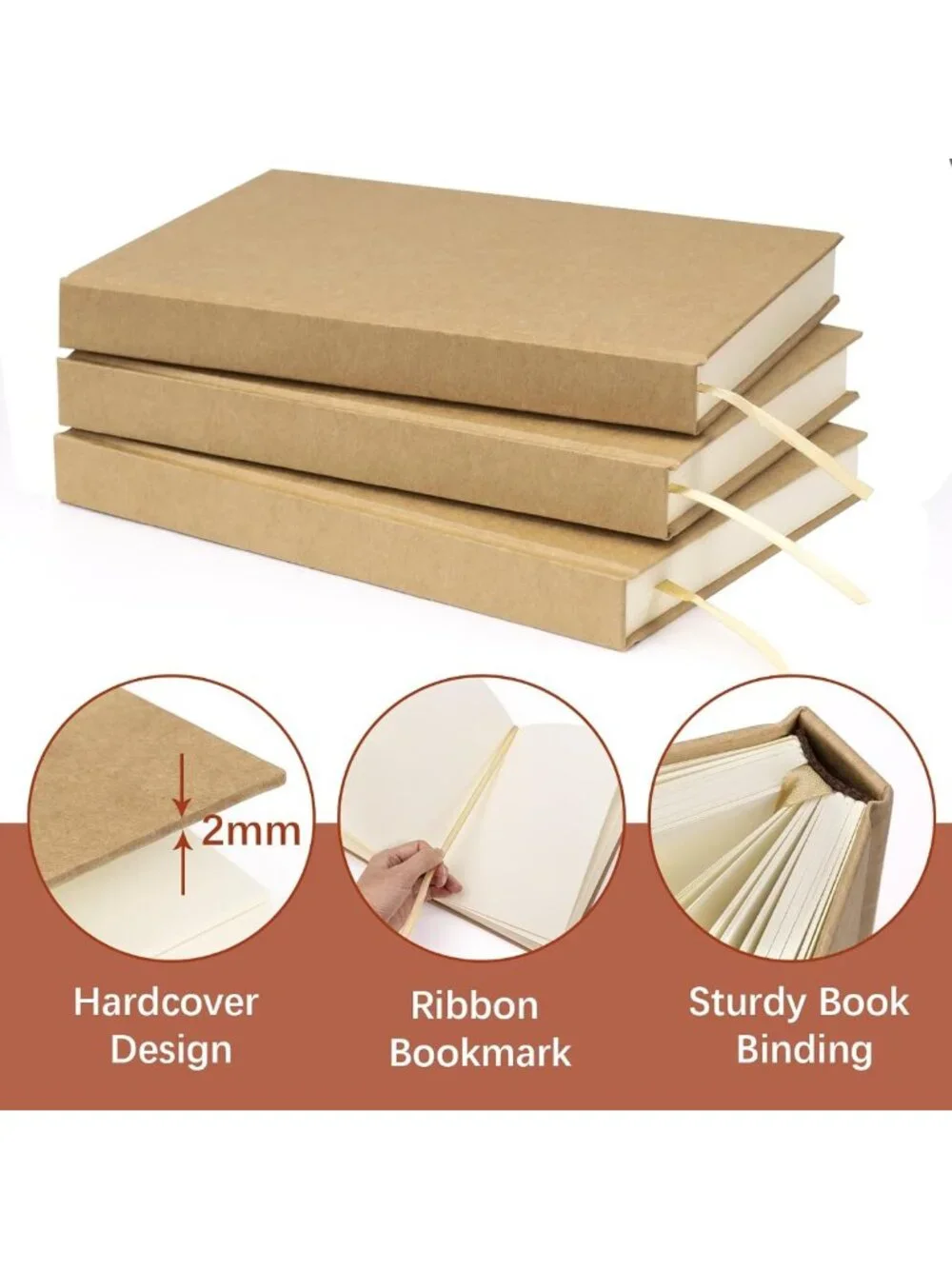 Set of 6 A5 Blank Sketchbooks - Unlined Hardcover Notebooks for Art & Journaling